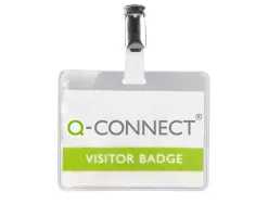 Badge q-connect clip pvc pince métallique carte blanche fournie format 60x90mm