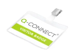 Badge q-connect clip pvc pince métallique carte blanche fournie format 60x90mm