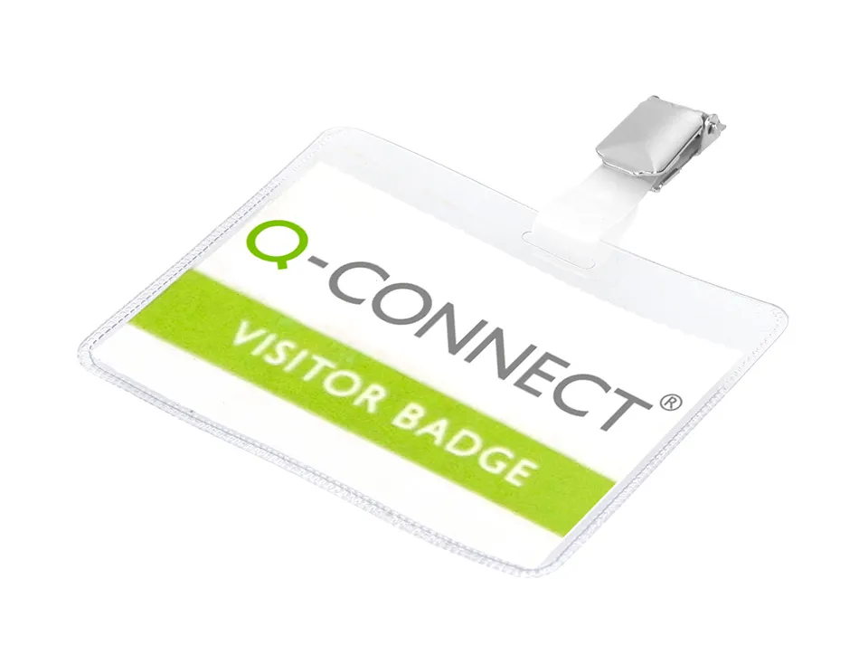 Badge q-connect clip pvc pince métallique carte blanche fournie format 60x90mm