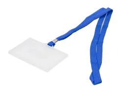 Badge q-connect lacet plastique rigide congrès foires entreprises intérieur carte blanche cordon 94x60 mm