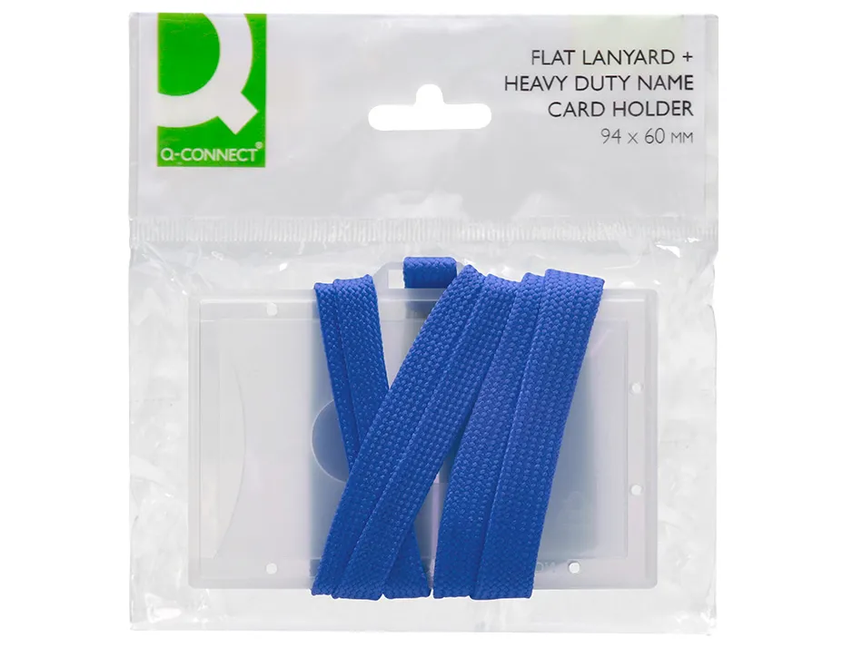 Badge q-connect lacet plastique rigide congrès foires entreprises intérieur carte blanche cordon 94x60 mm
