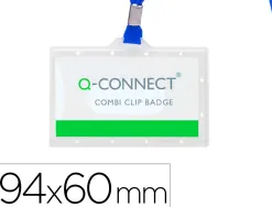 Badge q-connect lacet plastique rigide congrès foires entreprises intérieur carte blanche cordon 94x60 mm