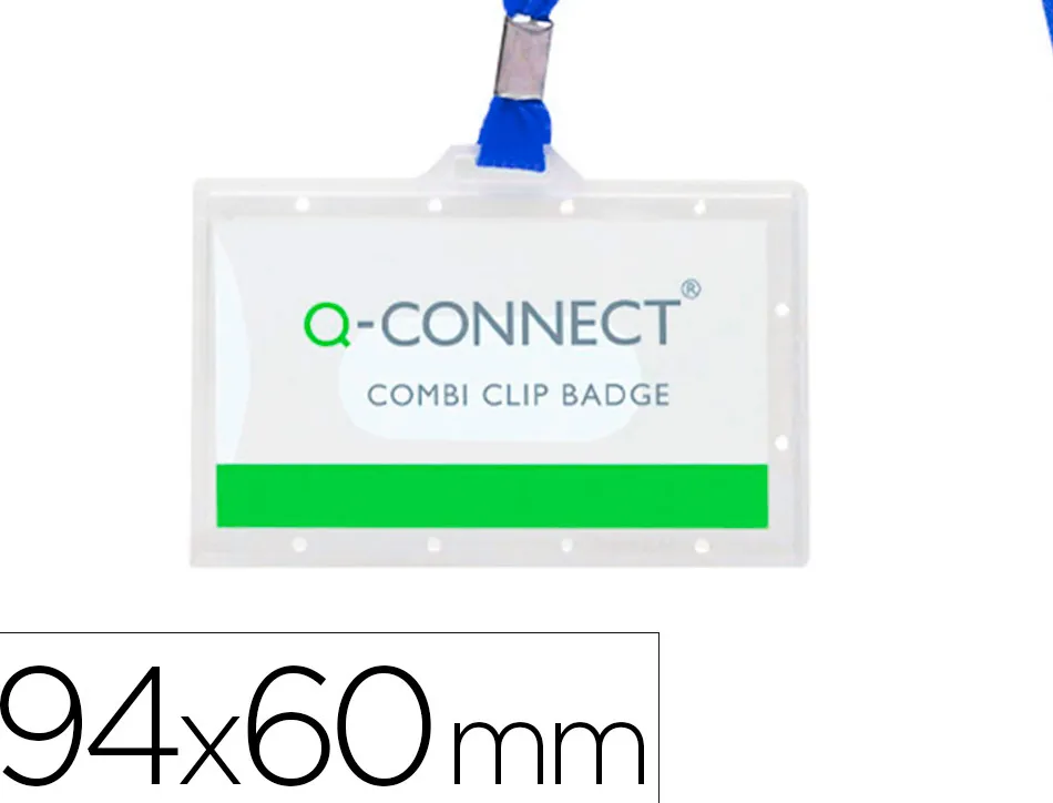 Badge q-connect lacet plastique rigide congrès foires entreprises intérieur carte blanche cordon 94x60 mm