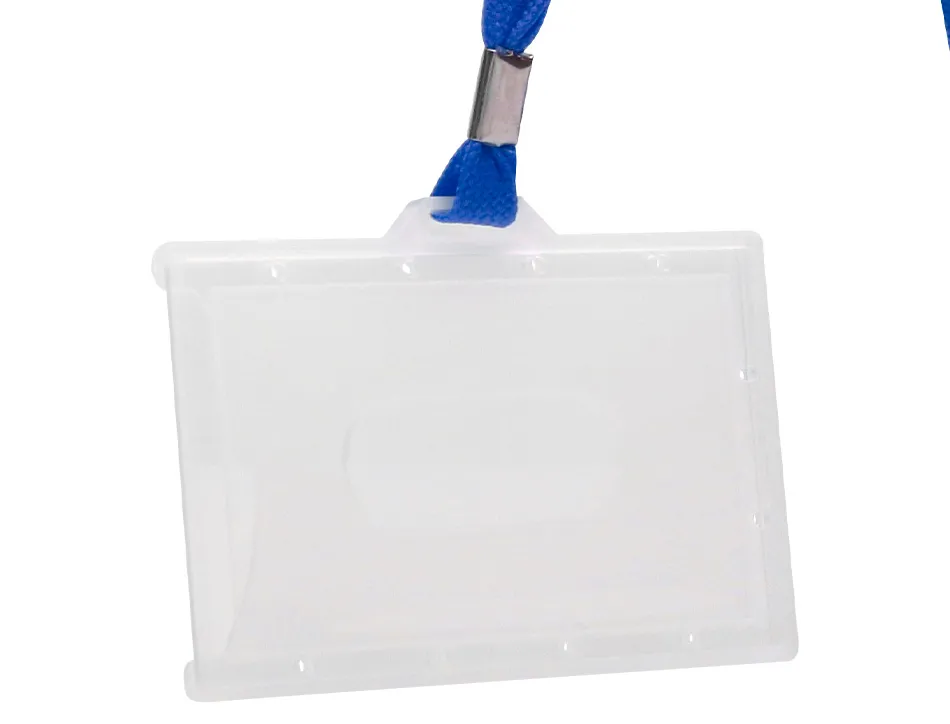 Badge q-connect lacet plastique rigide congrès foires entreprises intérieur carte blanche cordon 94x60 mm