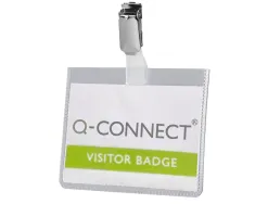 Badge q-connect pvc clip bristol blanc idéal conférences réunions réceptions 90x60mm