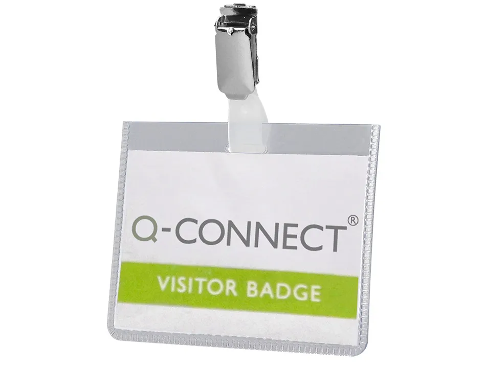 Badge q-connect pvc clip bristol blanc idéal conférences réunions réceptions 90x60mm