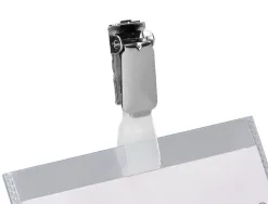 Badge q-connect pvc clip bristol blanc idéal conférences réunions réceptions 90x60mm