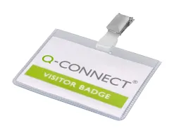 Badge q-connect pvc clip bristol blanc idéal conférences réunions réceptions 90x60mm