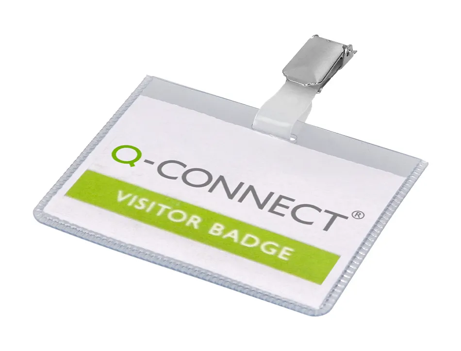 Badge q-connect pvc clip bristol blanc idéal conférences réunions réceptions 90x60mm