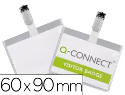 Badge q-connect pvc clip bristol blanc idéal conférences réunions réceptions 90x60mm