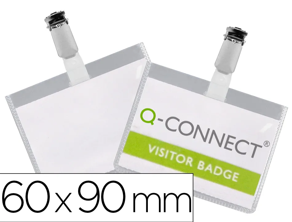 Badge q-connect pvc clip bristol blanc idéal conférences réunions réceptions 90x60mm