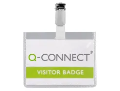 Badge q-connect pvc clip bristol blanc idéal conférences réunions réceptions 90x60mm