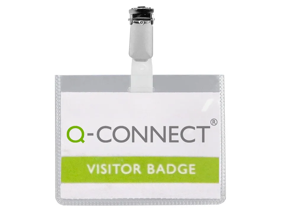 Badge q-connect pvc clip bristol blanc idéal conférences réunions réceptions 90x60mm