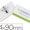 Badge q-connect pvc rigide transparent pince ou épingle format 54x90mm carte visite