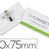 Badge q-connect pvc rigide transparent pince ou épingle format 40x75mm carte visite