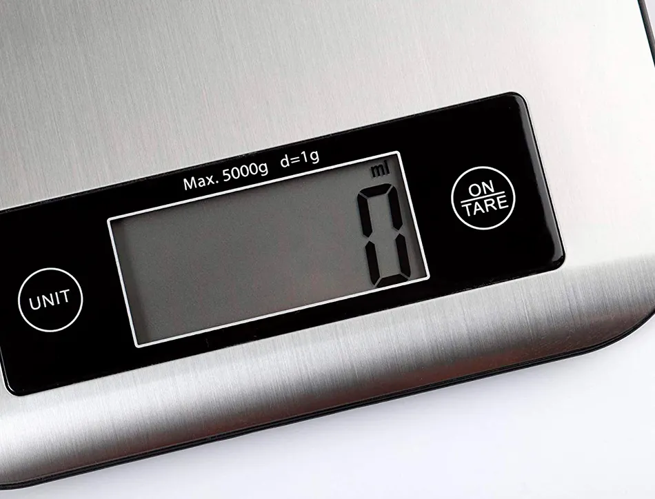 Balance compacte 5kg/1g inox avec batterie rechargeable et remplaçable