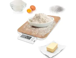 Balance 10kg/1g slide bambou avec batterie rechargeable et remplaçable