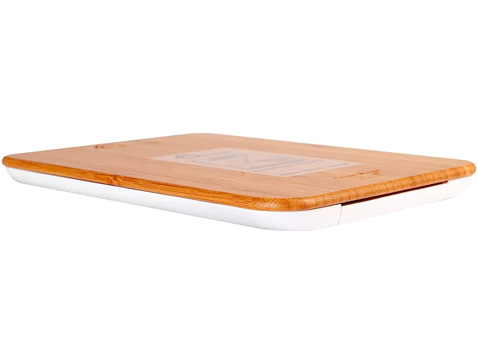 Balance 10kg/1g slide bambou avec batterie rechargeable et remplaçable