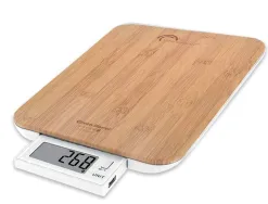 Balance 10kg/1g slide bambou avec batterie rechargeable et remplaçable