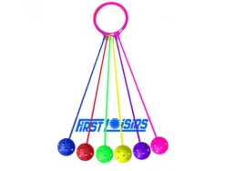 Balles cheville firts loisirs balles de chevilles ronds de 16 cm corde pvc 50 cm lot de 6 coloris assortis