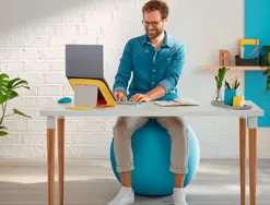 Ballon d'assise ergonomique leitz ergo cosy active bleu 65cm diametre