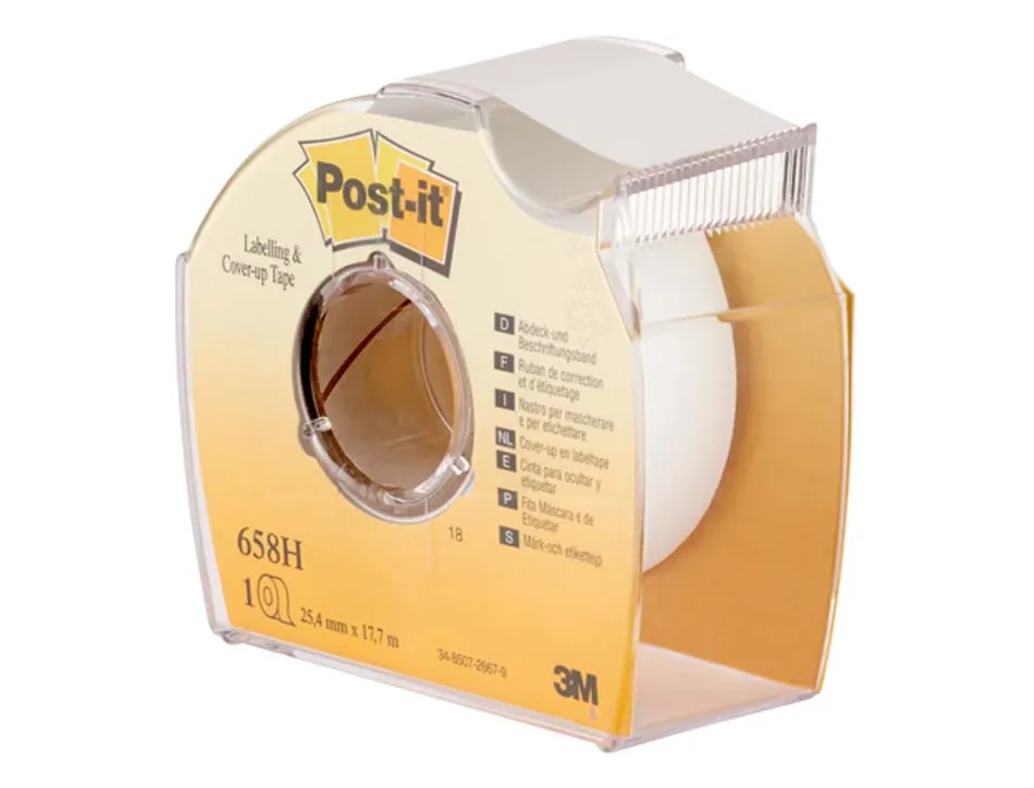 Bande correction post-it ruban masquage 6 lignes 25mm repositionnable dévidoir plastique jetable invisible photocopie