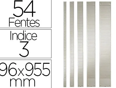 Bande planning nobo métal fiche indice 3 54 fentes adaptée carte t capacité 54 cartes format 955x96mm coloris gris