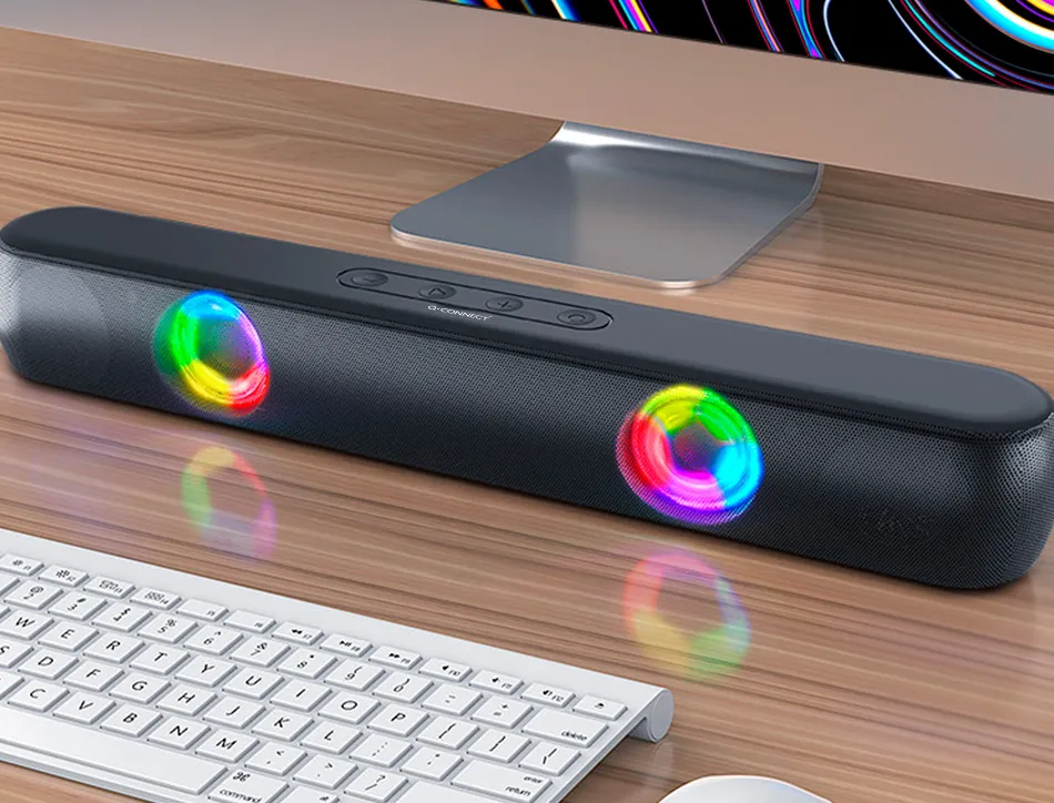 Barre de son q-connect bluetooth avec lumiere led et control du volume coloris noir
