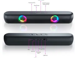 Barre de son q-connect bluetooth avec lumiere led et control du volume coloris noir