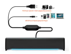 Barre de son q-connect pour ordinateur avec lumiere led coloris noir
