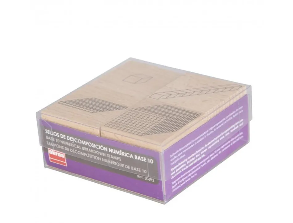 Base 10 akros tampons de decomposition en bois numerique tout type d encre 4 unites dizaines centaines et