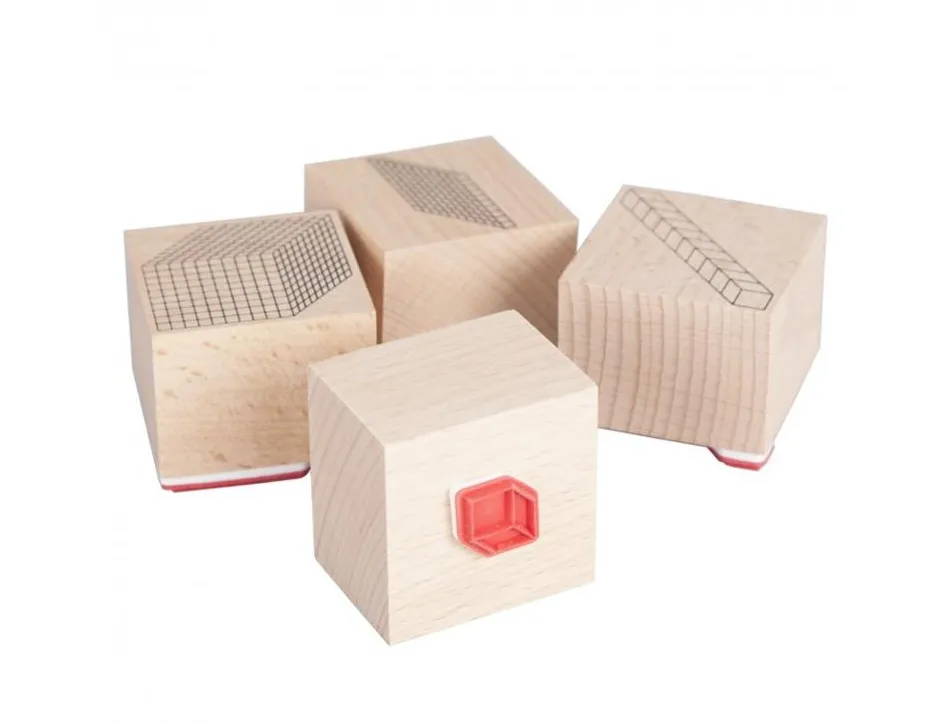 Base 10 akros tampons de decomposition en bois numerique tout type d encre 4 unites dizaines centaines et