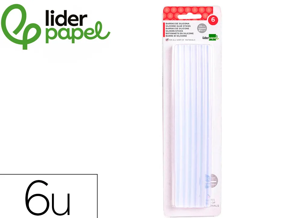 Baton de colle liderpapel pour pistolet a colle 11x200mm blister de 6 unites