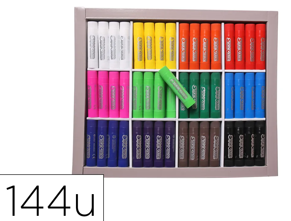 Baton gouache stick'color solide tous supports coloris vifs assortis schoolpack 144 unites