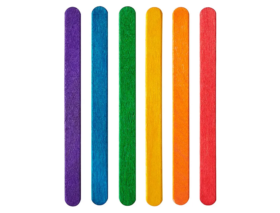 Batonnets liderpapel bois dim. 11,4x1cm coloris assortis sachet 50 unites