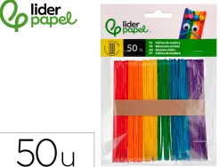Batonnets liderpapel bois dim. 11,4x1cm coloris assortis sachet 50 unites