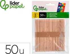 Batonnets liderpapel bois dim. 11,4x1cm coloris naturel sachet 50 unites