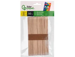 Batonnets liderpapel bois dim. 15x1,8cm coloris naturel sachet 50 unites