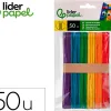 Batonnets liderpapel bois dim. 15x1,8cm coloris assortis sachet 50 unites