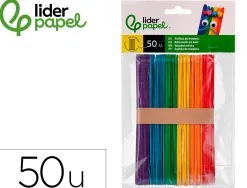 Batonnets liderpapel bois dim. 15x1,8cm coloris assortis sachet 50 unites