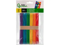 Batonnets liderpapel bois dim. 15x1,8cm coloris assortis sachet 50 unites