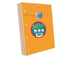 Bloc agrafé oxford perforé 21x31.5cm 160p q5x5 lot 2+1 blocs
