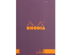 Bloc agrafé rhodia color n.16 a5 14.8x21cm couverture pelliculée violet 70f 90g ligné microperforé violet