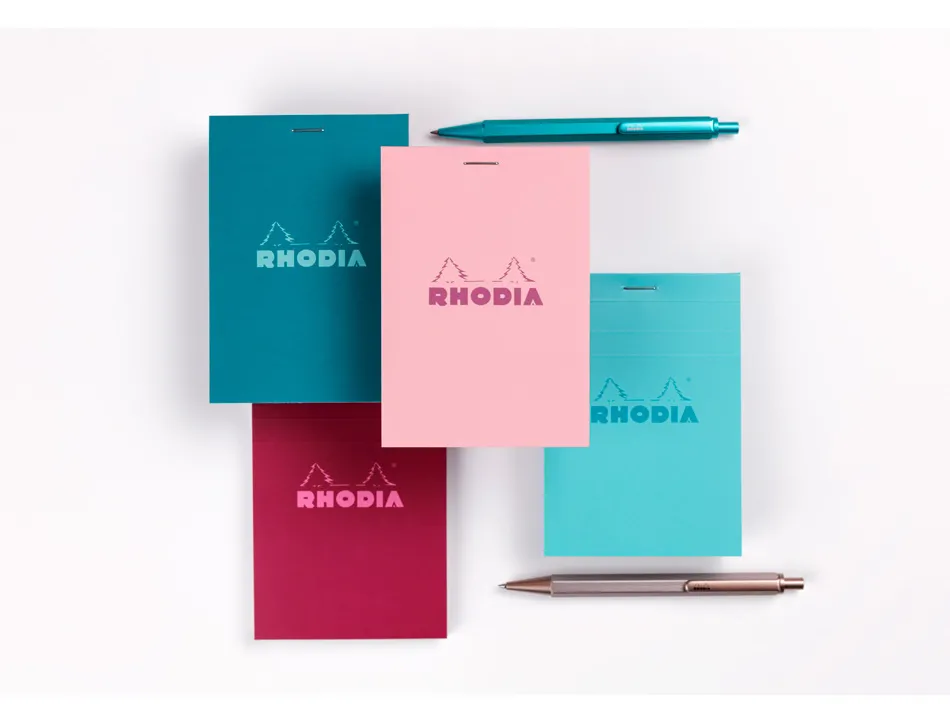 Bloc agrafe rhodia couleurs n 11 a7 7,4x10,5cm 5x5 80 feuillets microperfores couvertures assorties