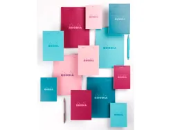 Bloc agrafe rhodia couleurs n 11 a7 7,4x10,5cm 5x5 80 feuillets microperfores couvertures assorties