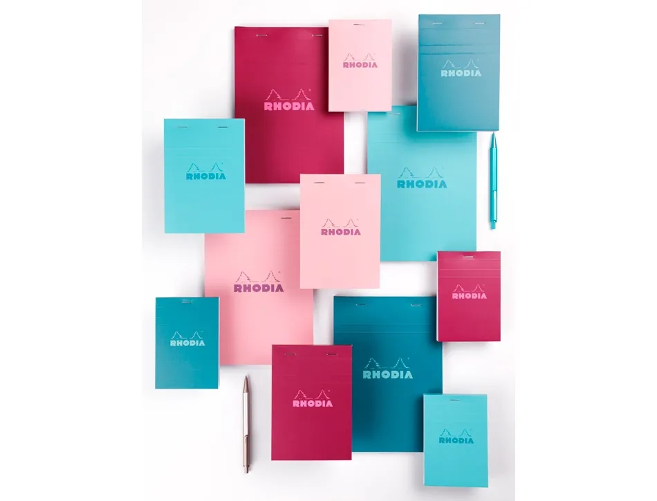 Bloc agrafe rhodia couleurs n 11 a7 7,4x10,5cm 5x5 80 feuillets microperfores couvertures assorties