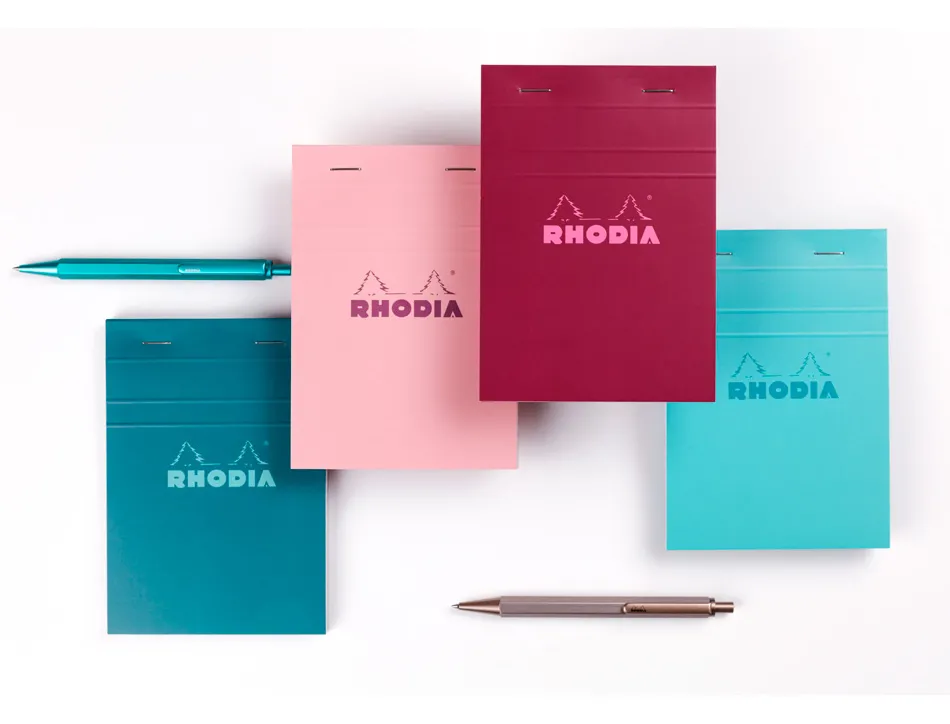 Bloc agrafe rhodia couleurs n 12 8,5x12cm 5x5 80 feuillets microperfores couvertures assorties