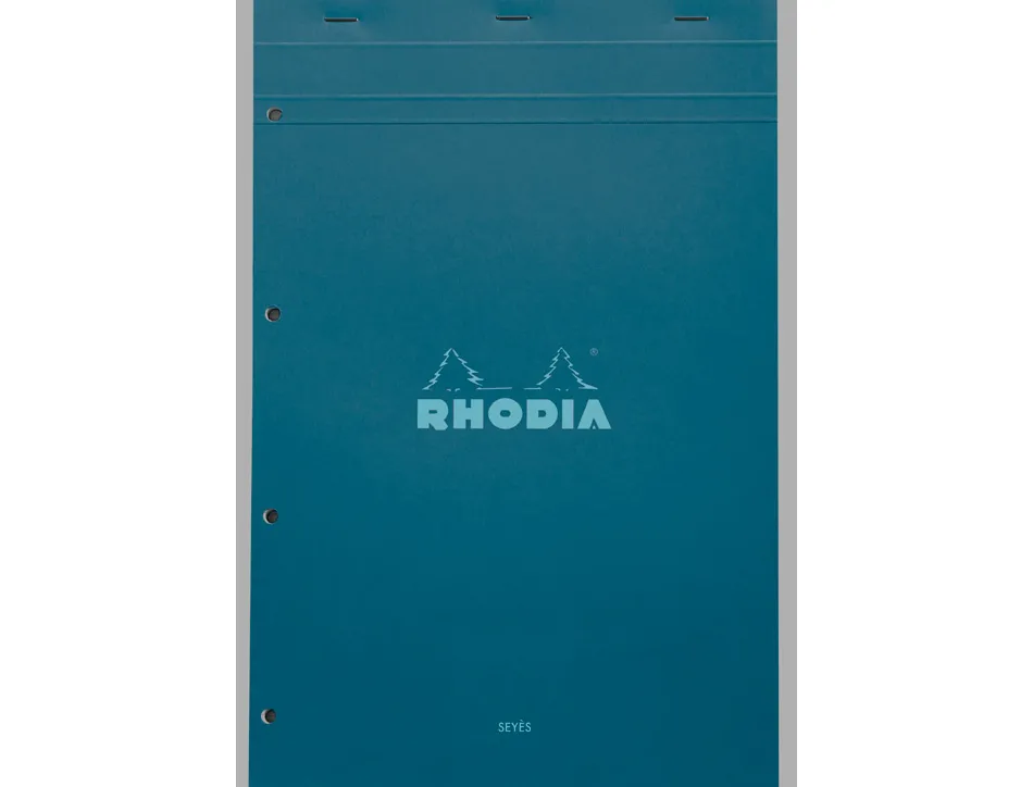 Bloc agrafe rhodia couleurs n 20 a4+ 21x31,8cm seyes 80 feuillets microperfores et perfores 4 trous couvertures