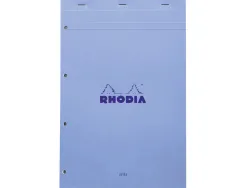Bloc agrafe rhodia couleurs n 20 a4+ 21x31,8cm seyes 80 feuillets microperfores et perfores 4 trous couvertures