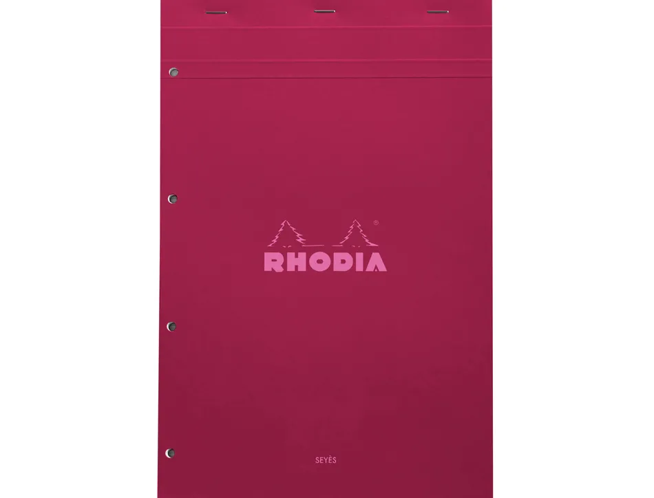 Bloc agrafe rhodia couleurs n 20 a4+ 21x31,8cm seyes 80 feuillets microperfores et perfores 4 trous couvertures